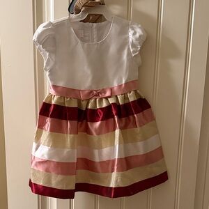 Striped Pink and Gold Kids Dress